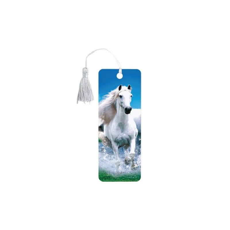 Закладка с линейкой пластик 14см Белый конь 3D 125753
