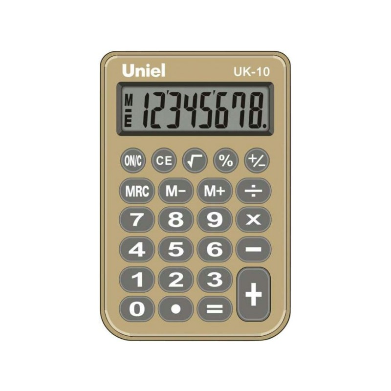 Калькулятор карманный 8 разряд. Двойное питание золотистый UK-10BG (уни)
