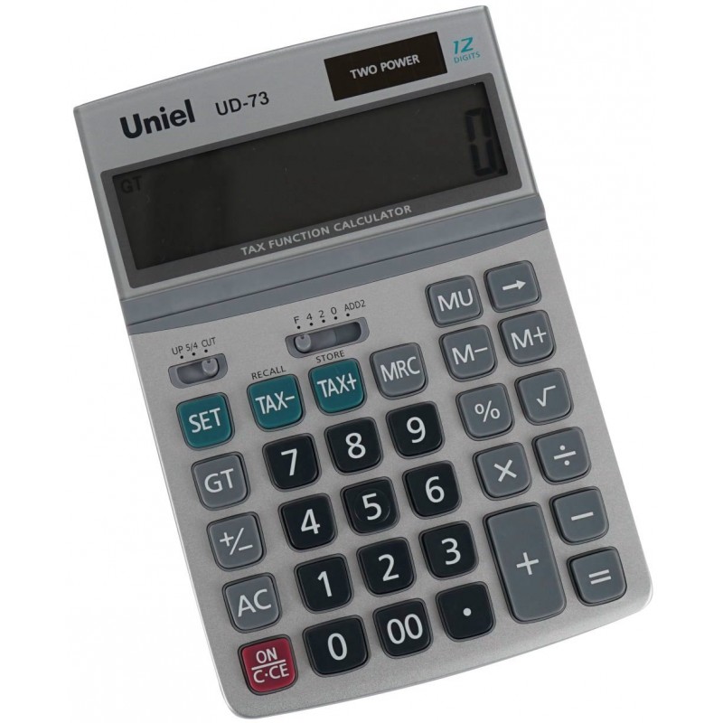 Калькулятор настольный 12 разрядный Двойное питание белый UD-73