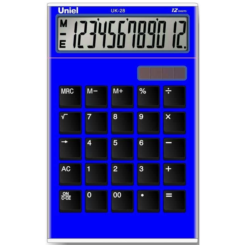 Калькулятор настольный 12 разрядный Двойное питание синий UD-28B (уни)