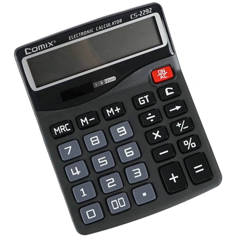 Калькулятор настольный 12 разрядный Двойное питание черный 158х120х35мм CS-2292 (уни)