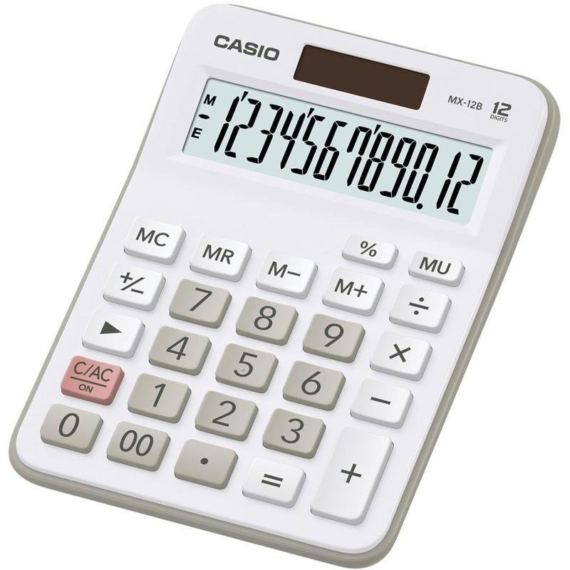 Калькулятор настольный 12 разрядный белый серый MX-12B-WE-W-EC
