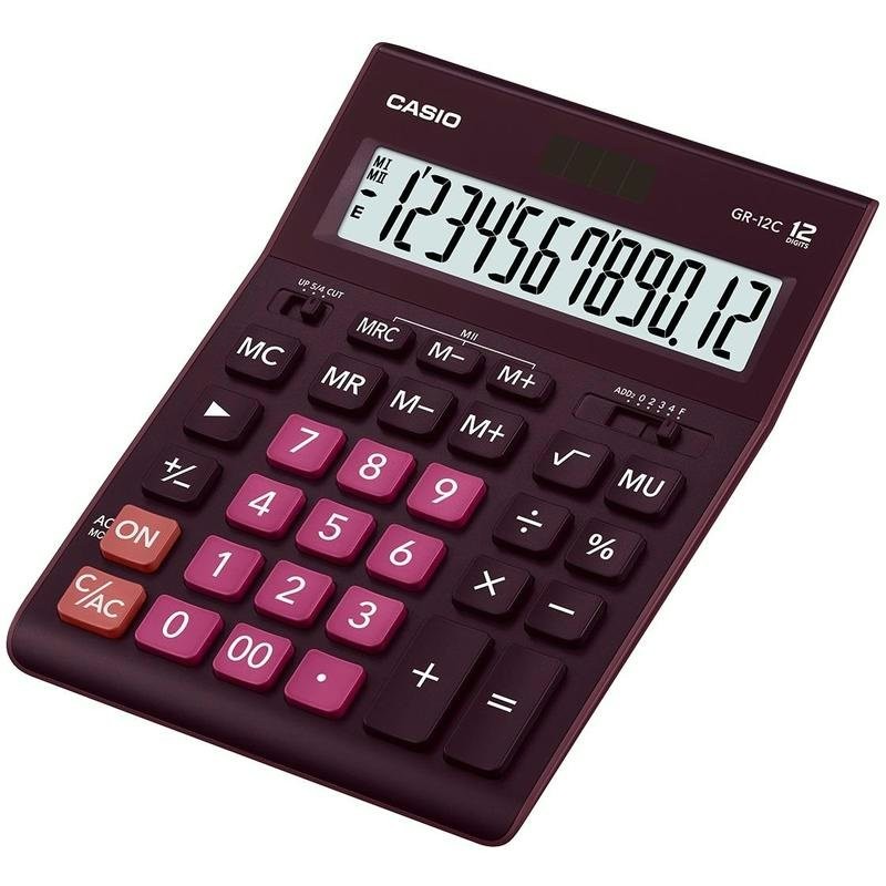 Калькулятор настольный 12 разрядный бордовый GR-12C-WR