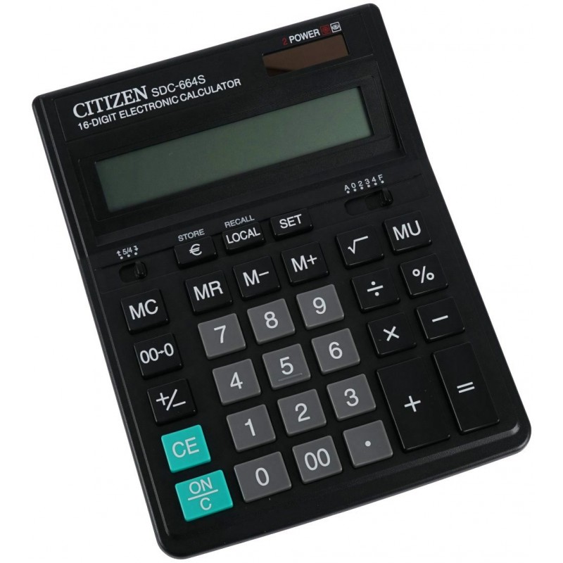 Калькулятор настольный 16 разряд. Двойное питание черный 153*199*31мм SDC-664S