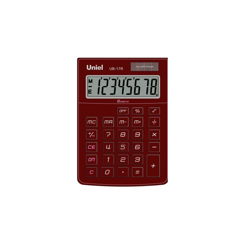 Калькулятор настольный 8 разряд. Двойное питание красный UB-17R (уни)