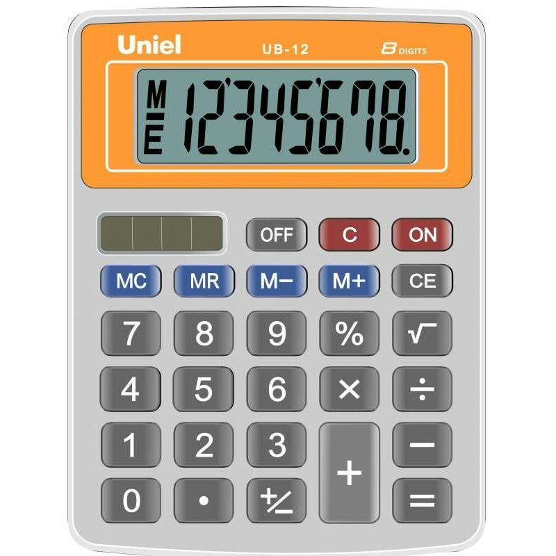 Калькулятор настольный 8 разряд. Двойное питание оранжевый UB-12O (уни)