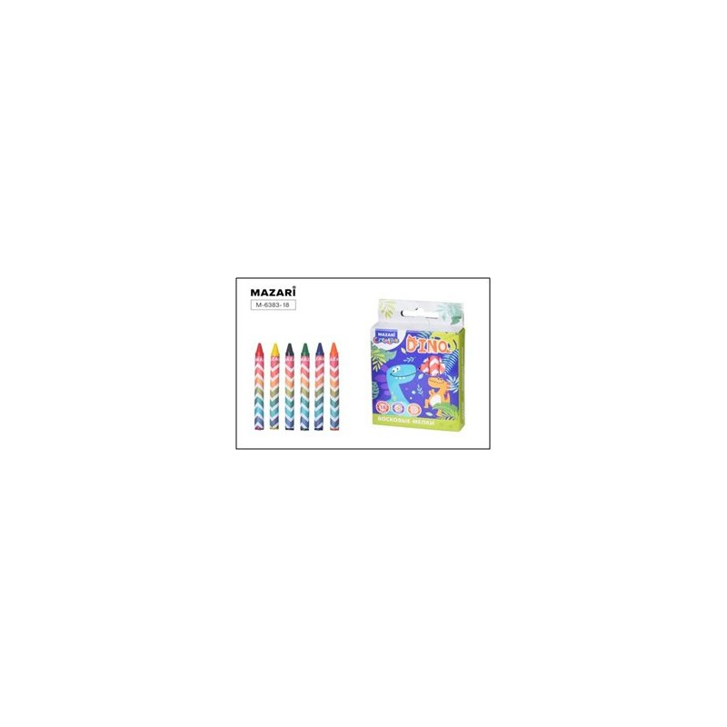 Карандаши восковые 18 цветов Dino карт уп М-6383-18