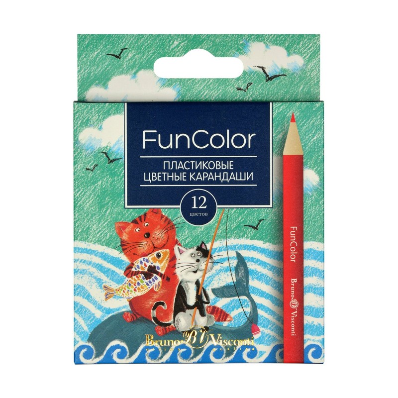 Карандаши цветные 12 цветов мини Funcolor пластик 30-0090