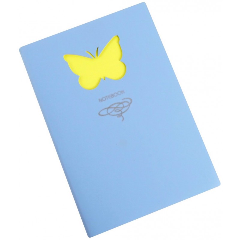 Книга для записей А5 80 листов интегральная обложка Butterfly. Голубой кожзаменитель КЗБФЛ5802930