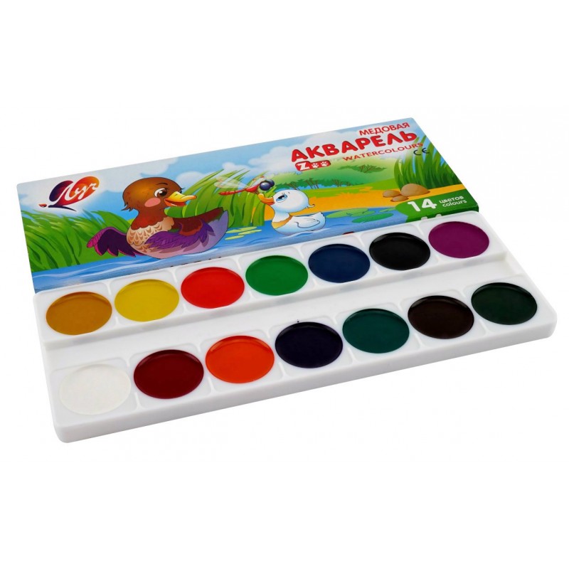 Краски акварельные 14 цветов Zoo картонная коробка б к 22с 1418-08 (уни)