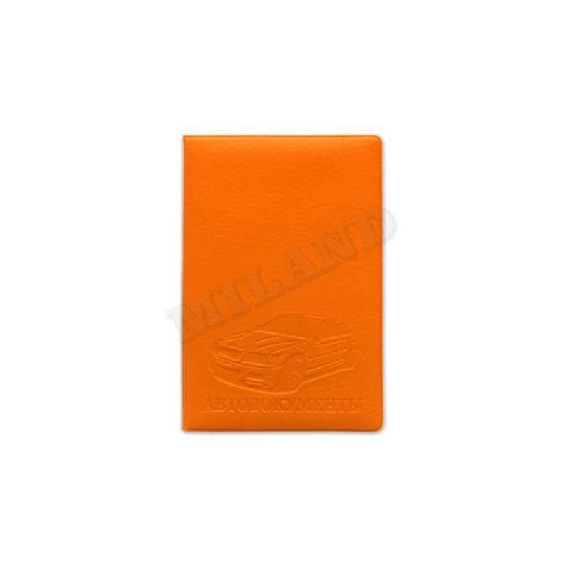 Обложки для документов, для автодокументов кож.зам Оранжевая матовая ОП-9764