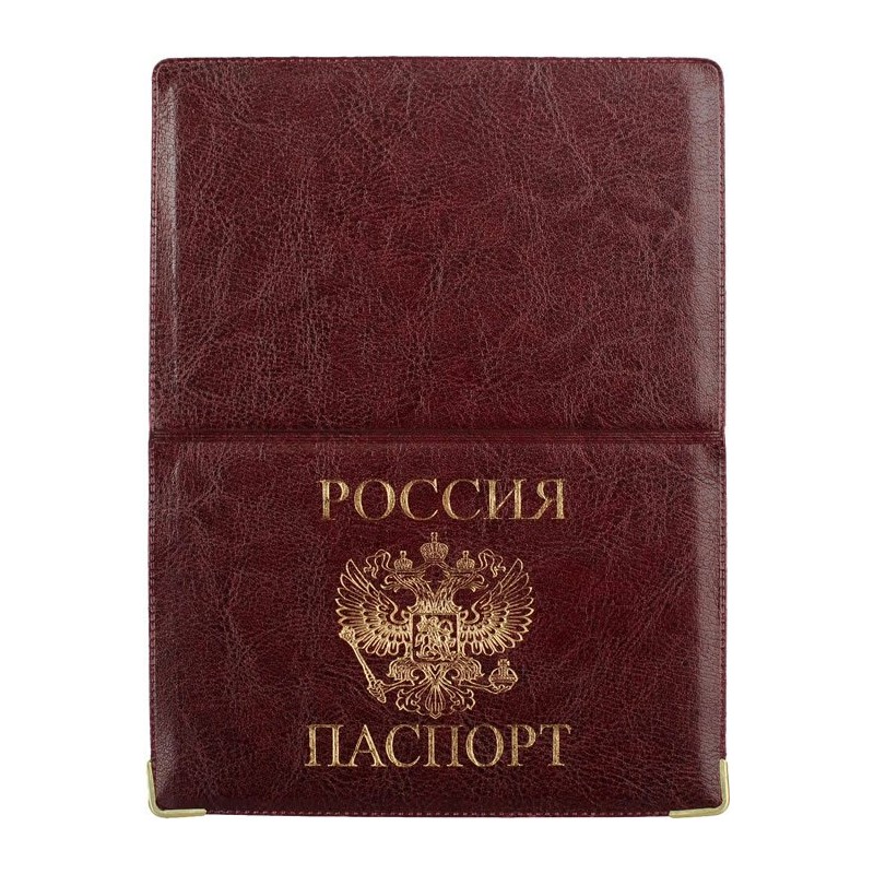 Обложки для документов, для паспорта кожанный заменитель , тисн.фольга с 2 уголками ОД7-01