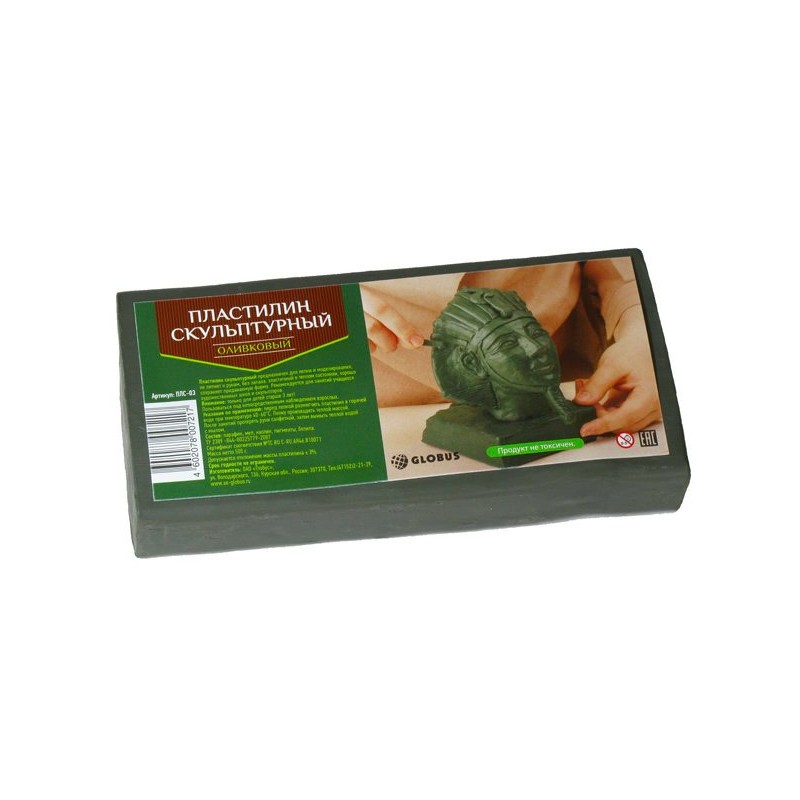 Пластилин скульптурный 500 грамм оливковый ПЛС-03 (уни)