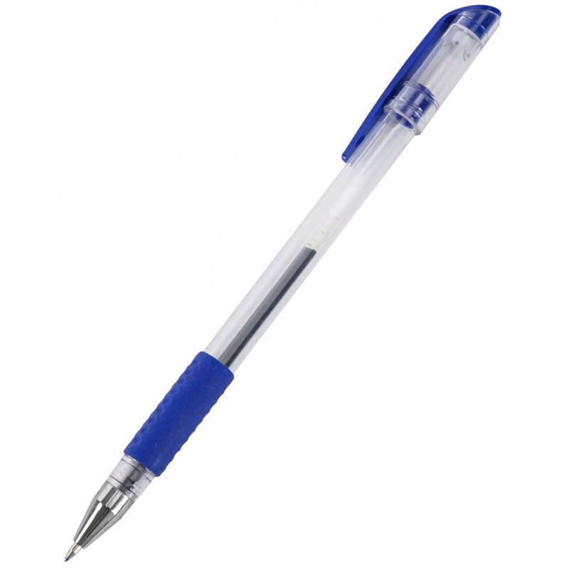 Ручка гелевая синяя 0,5мм корп.прозр. рез.держ 141822