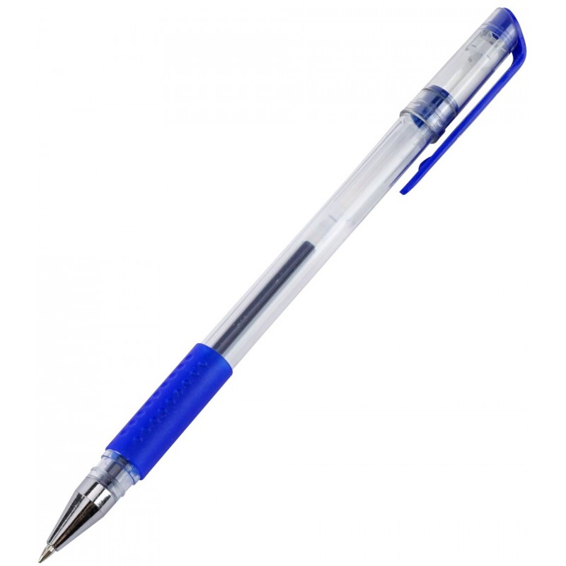Ручка гелевая синяя 0,5мм резин.держ. прозр.корп. 5051306