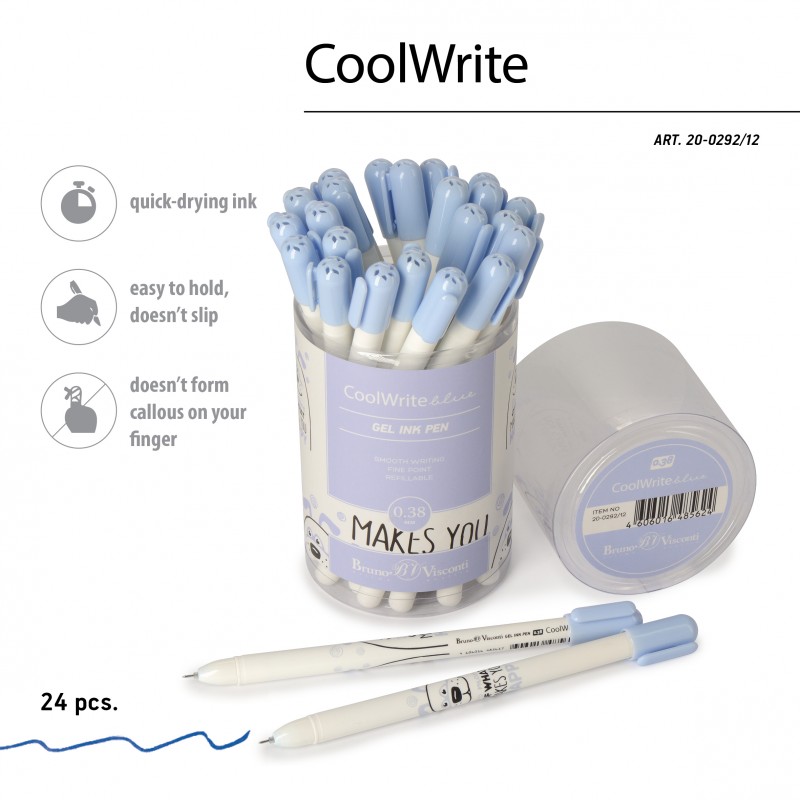 Ручка гелевая синяя CoolWrite. Лисичка-принцесса 0,38мм 20-0292 08