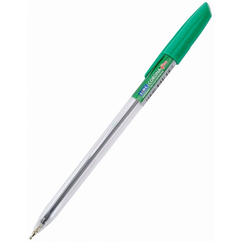 Ручка шариковая Corona Plus зеленая 0,7мм прозр.корпус 3002N green (уни)