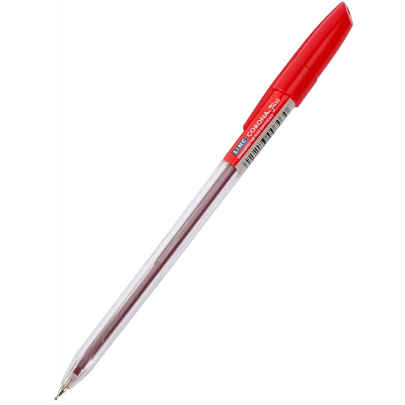 Ручка шариковая Corona Plus красная 0,7мм прозр.корпус 3002N red (уни)