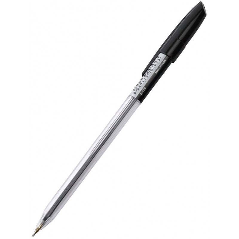 Ручка шариковая Corona Plus черная 0,7мм прозр.корпус 3002N black (уни)