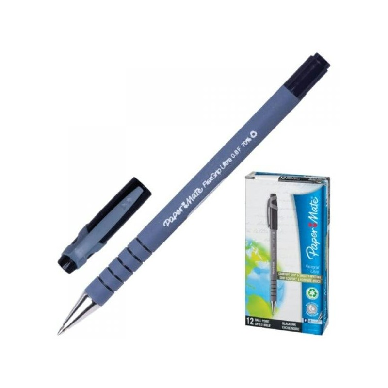 Ручка шариковая Flexgrip Ultra Capped черная 0,8мм soft-touch корп S0190053 (уни)