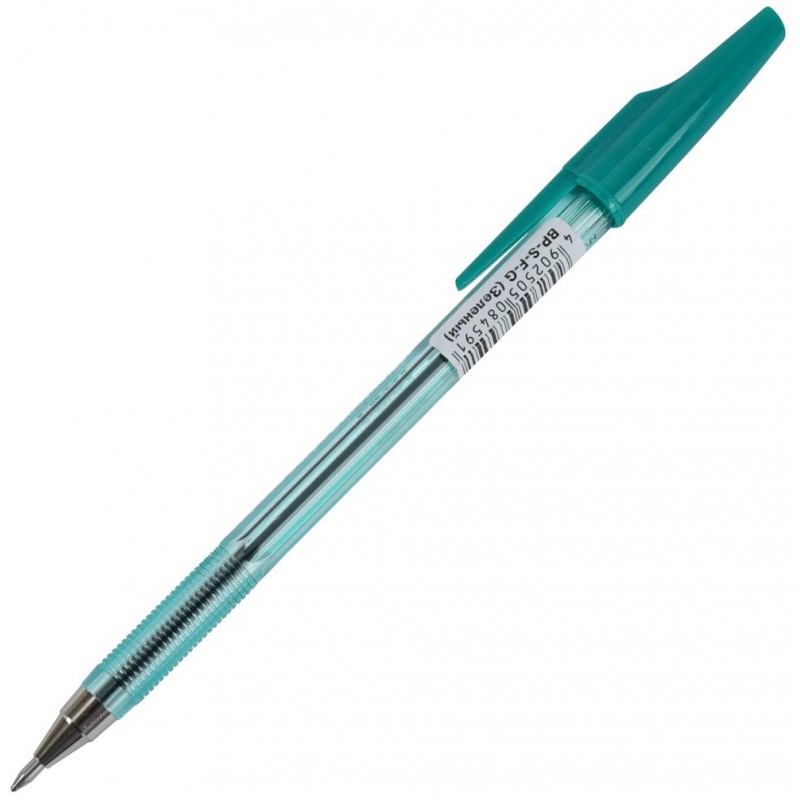 Ручка шариковая 0,7мм зеленая прозрач.корпус BP-SF-G