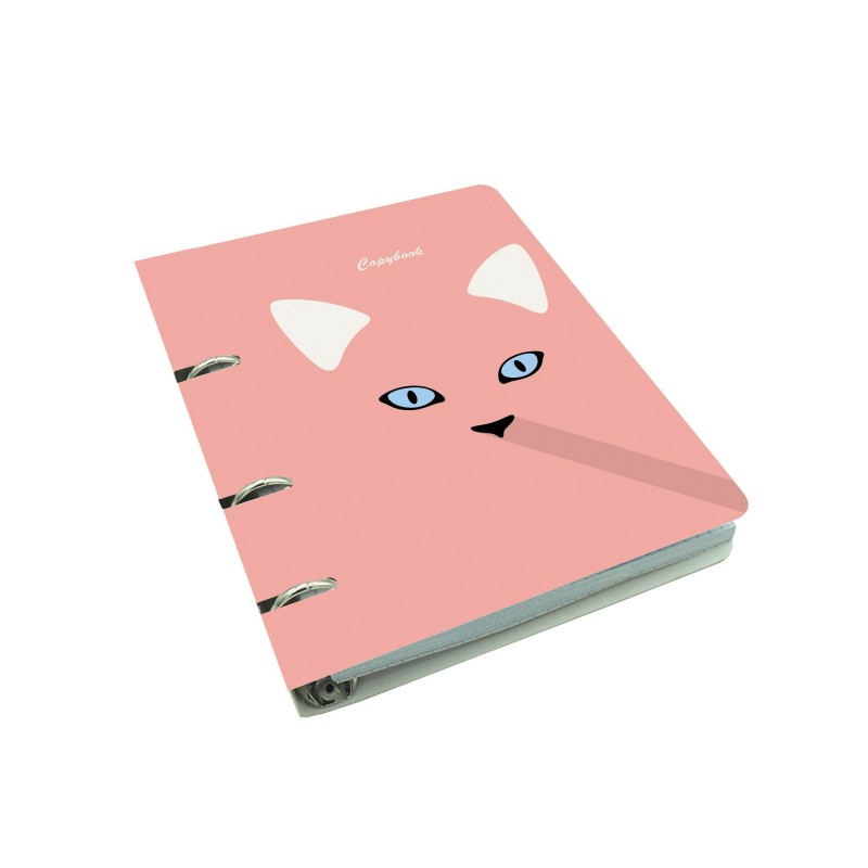 Тетрадь на кол. А5 100 листов в клетку твердая обложка Cute&Funny. Кошечка на розовом ПБМ1004696