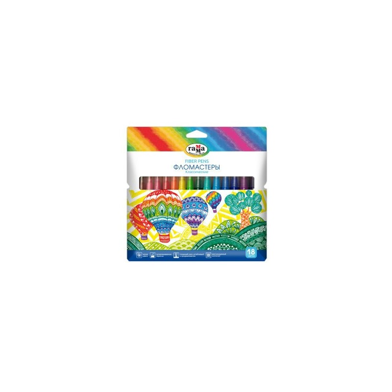 Фломастеры 18 цветов Классические вент.колп. карт уп 180319_12 (уни)