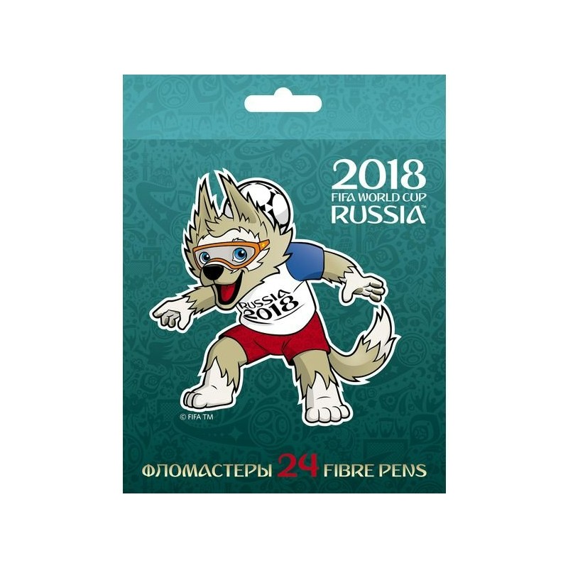 Фломастеры 24 цвета ЧМ по футболу 2018 Талисман картонная коробка BFk_24064