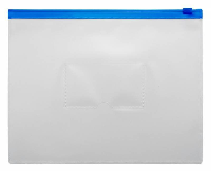 Папка на молнии Zip А5 пл.0,15мм с карманом синяя молн. BPM5ABLUE