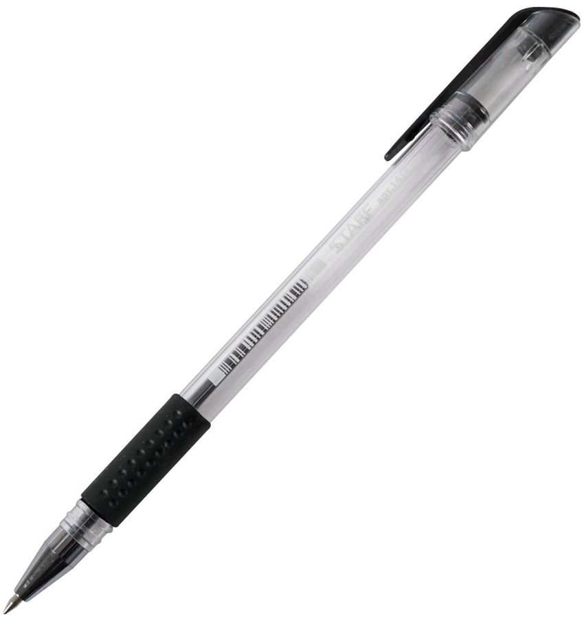 Ручка гелевая черная 0,5мм корп.прозр. рез.держ 141823