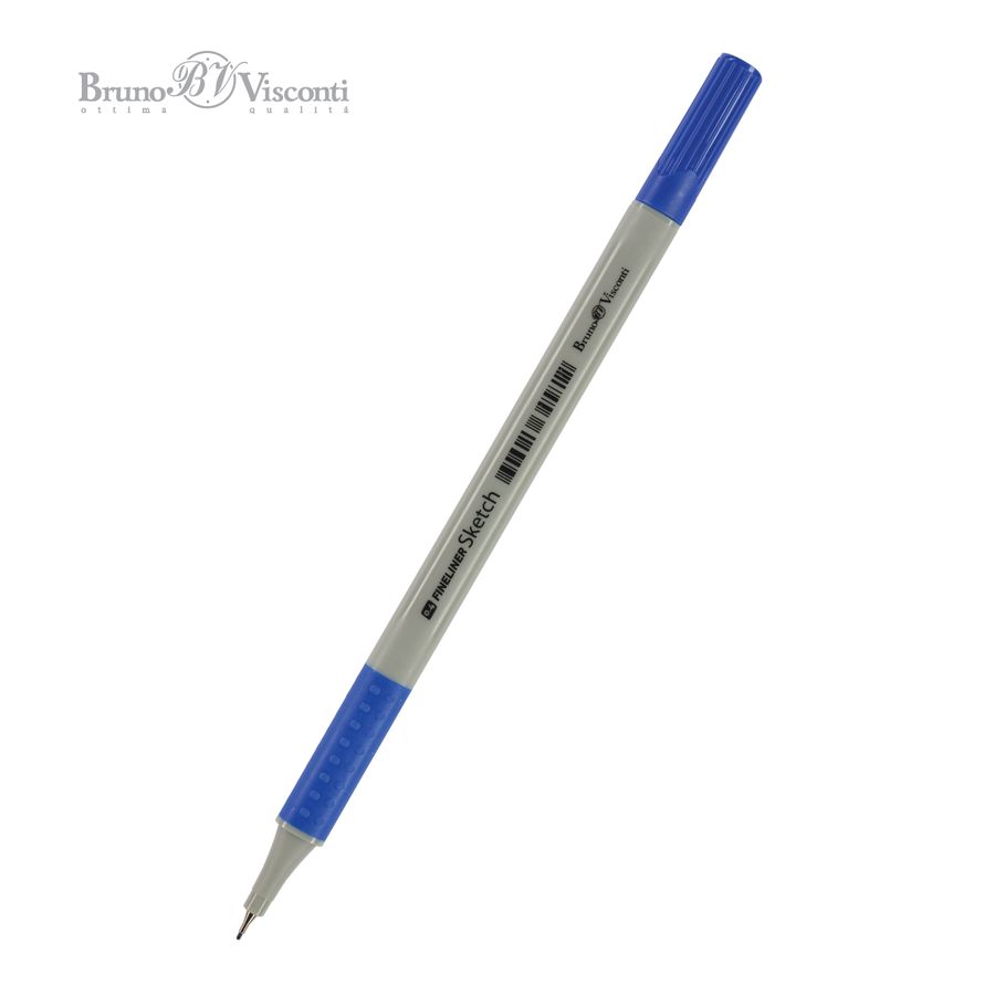 Ручка капилярная Fineliner синяя 0,4мм резин.грип 36-0002