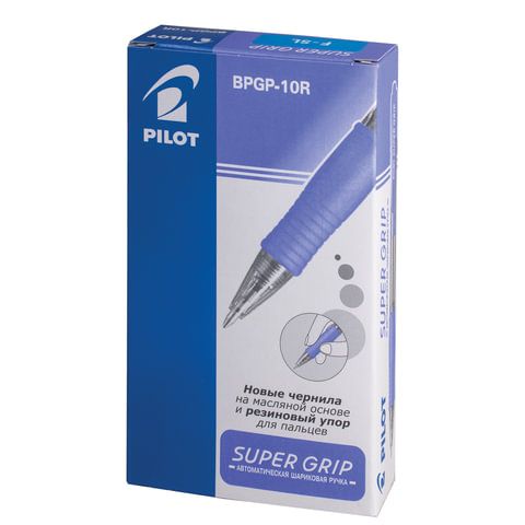 Ручка шариковая автоматическая Super Grip Fine синяя 0,7мм голуб.корп.рез.д BPGP-10R-F-SL