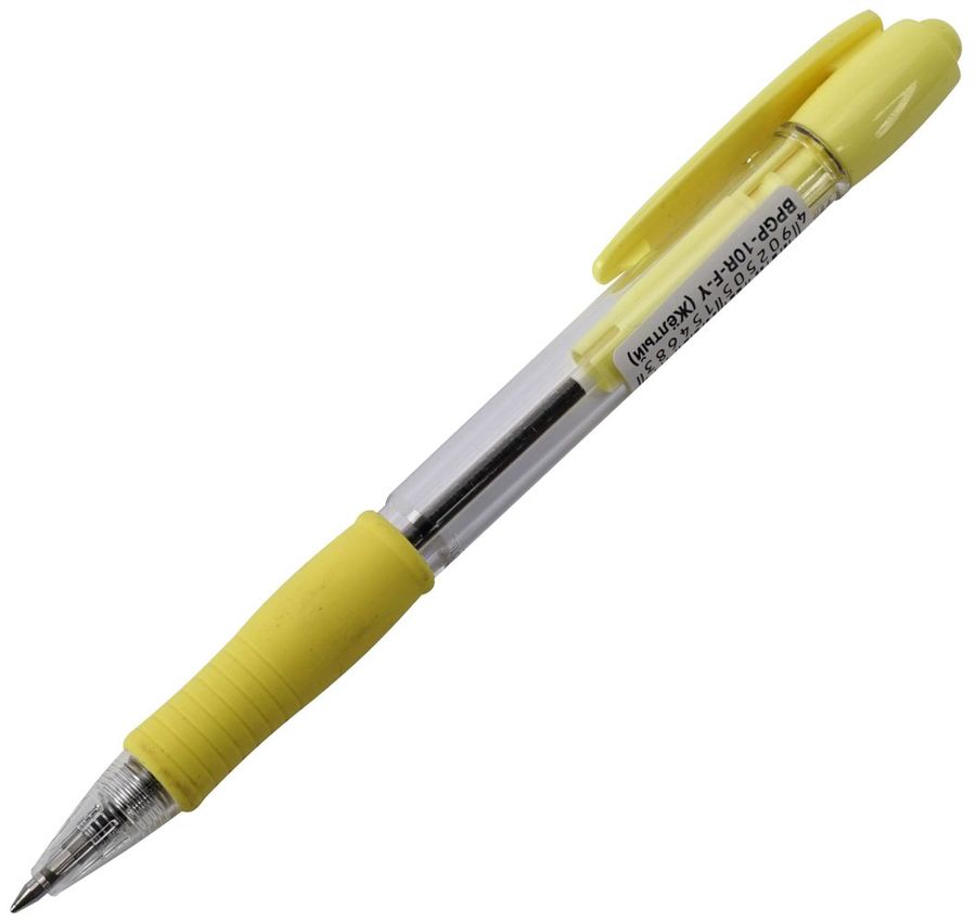 Ручка шариковая автоматическая Super Grip Fine синяя 0,7мм желт.корп.рез.де BPGP-10R-F-Y