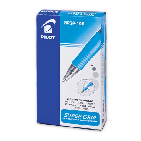 Ручка шариковая автоматическая Super Grip Fine черная 0,7мм рез.держ. BPGP-10R-F-B