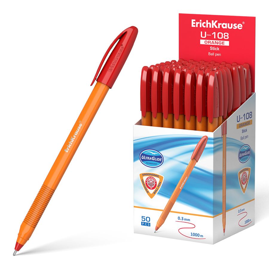 Ручка шариковая автоматическая ЕК Ultra Glide Technology U-108 красная 47584