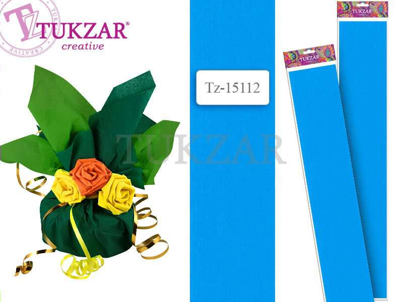 TUKZAR Бумага цветная крепированная 50*250 голубой TZ 15112