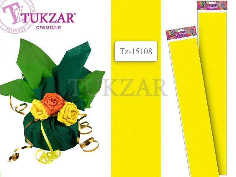 TUKZAR Бумага цветная крепированная 50*250 желтый TZ 15108