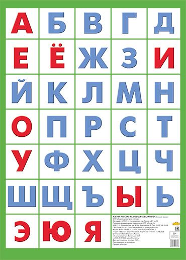 Азбука русская без картинок. Плакат 2020