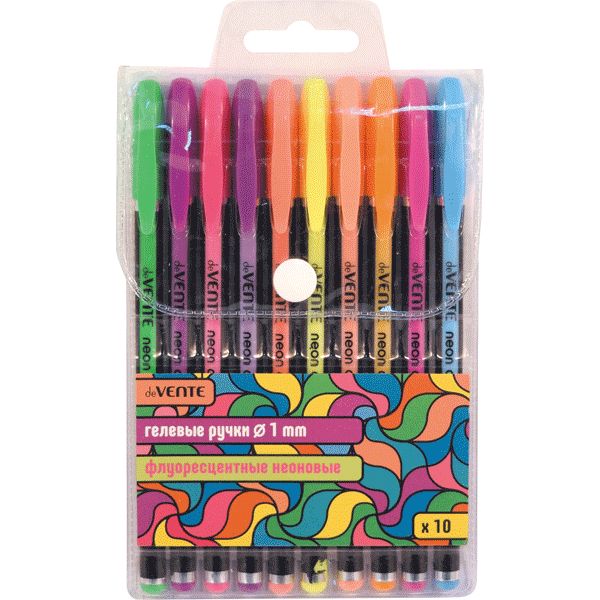 Ручка гелевая, набор 10 цветов 1мм неон флуоресцентный 5051813