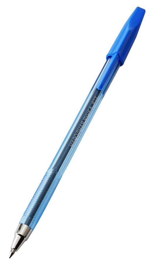 Ручка шариковая 927 Народная синяя прозр.корпус