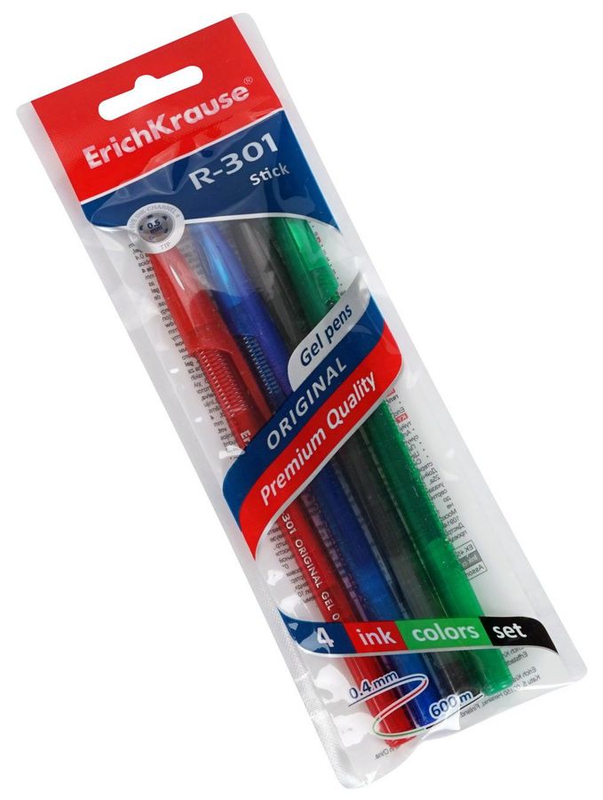 Ручка гелевая, набор 4 цвета ЕК R-301 Original Gel 0,5мм 45157