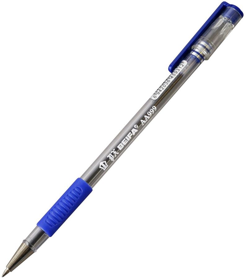 Ручка шариковая синяя 1мм с рез.держ. BE-AA999 BL