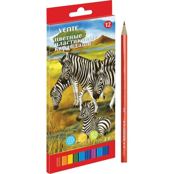 Карандаши цветные 12 цветов Животный мир пластик. картонная коробка 5022314
