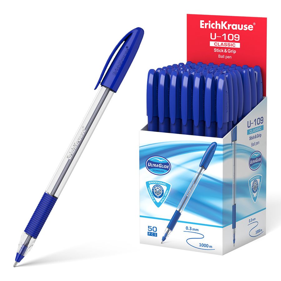Ручка шариковая ЕК Ultra Glide Technology U-109 синяя 47574