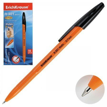 Ручка шариковая автоматическая ЕК R 301 черная MATIC orange 38513