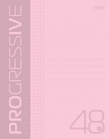 Тетрадь 48 листов клетка пластик обл. Progressive Розовая 48Т5В1