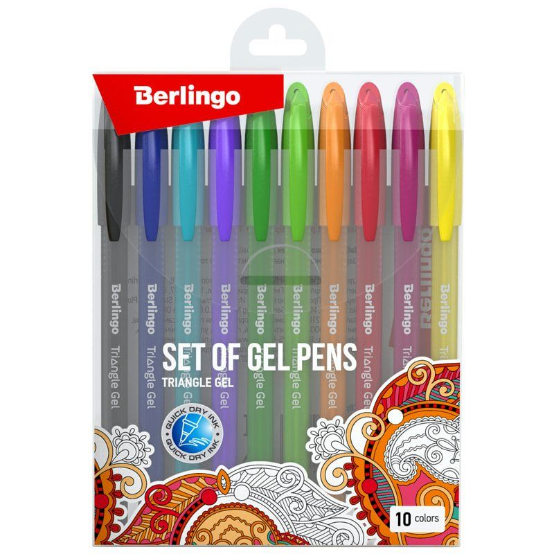 Ручка гелевая, набор 10цв Triangle Gel 0,5мм Berlingo CNg_20210
