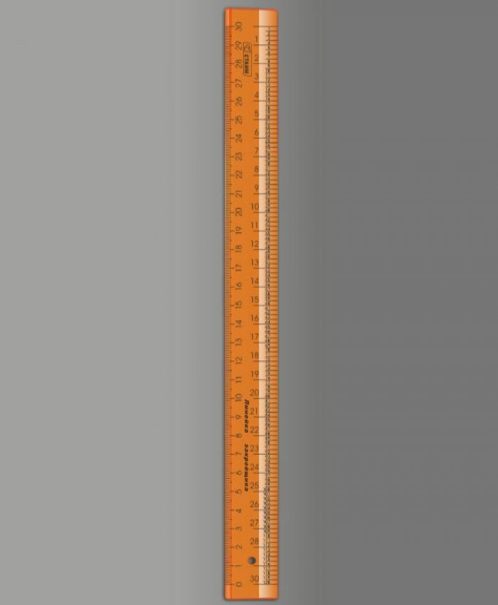 Линейка 30см пластиковая закройщика Neon Cristal оранжевый СТАММ ЛН72