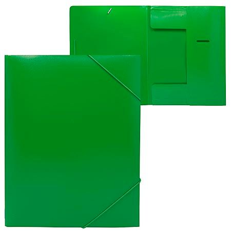 Папка на резинке пластик 0,5мм торец 15мм зеленая БЮРОКРАТ PRB04GREEN