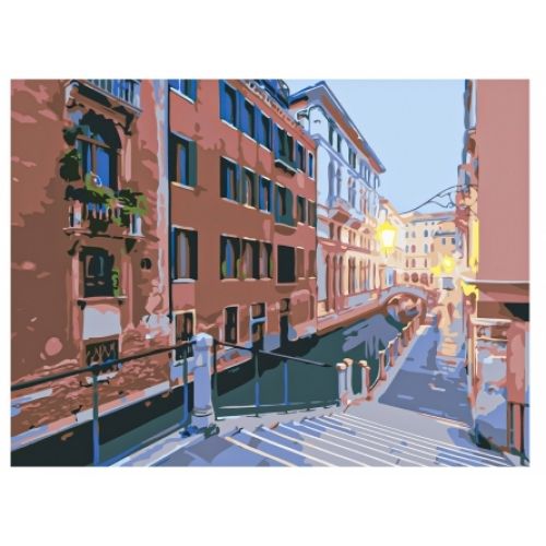 Набор для рисования 30х40 см холст с красками Венецианская улочка РЫЖИЙ КОТ Х-9119